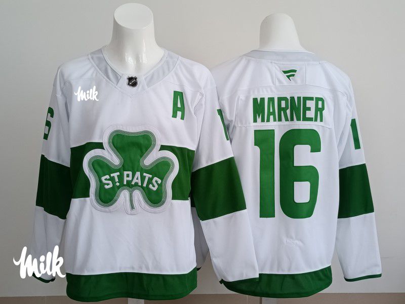 Men 2025 Toronto Maple Leafs 16 Marner White Green Fanatics Home Premium NHL Jersey style 3